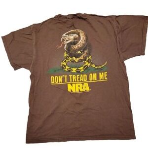 NRA Don''t‎ Tread On Me Jerzees Mens Brown Cotton Graphic Crew Large